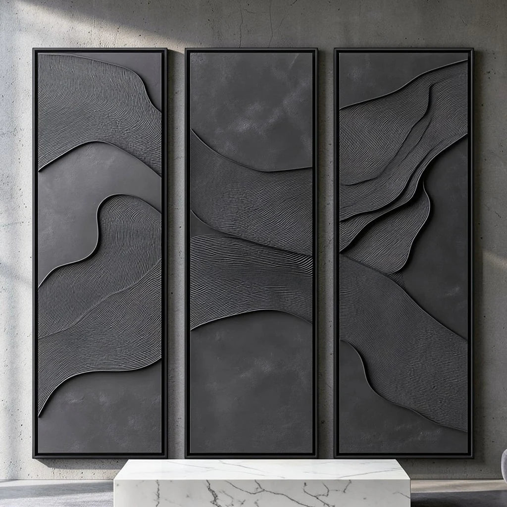 Wall Art - High-Density Brushed Aluminum - Professional Grade Visual Integrity - Minimalist Geometric Abstract - Floating Mount - Charcoal & Silver