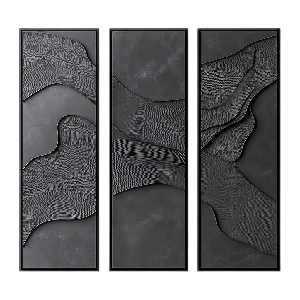 Wall Art - High-Density Brushed Aluminum - Professional Grade Visual Integrity - Minimalist Geometric Abstract - Floating Mount - Charcoal & Silver