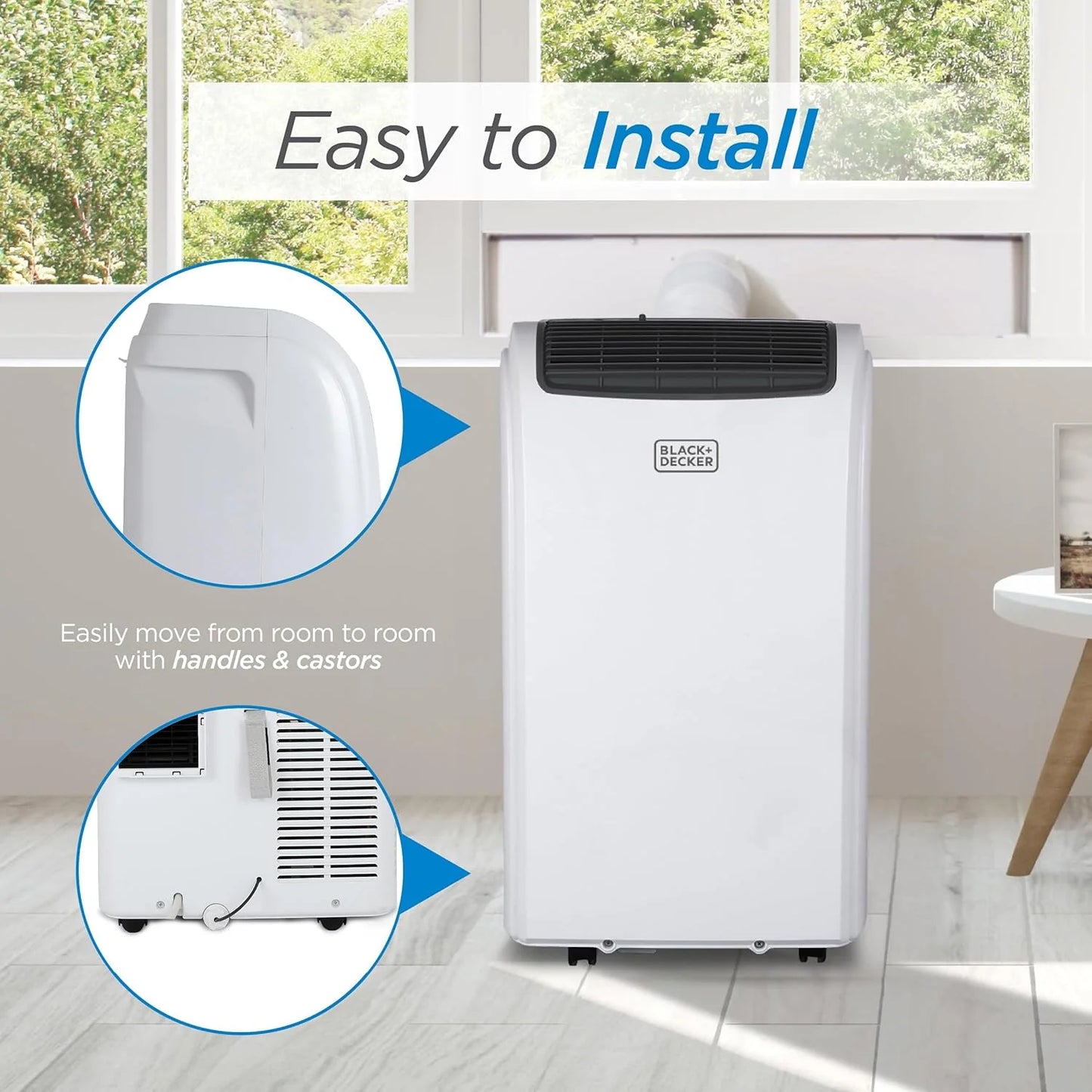 BLACK+DECKER 10,000 BTU Portable Air Conditioner for Rooms up to 450 Sq. Ft. with Remote – White
