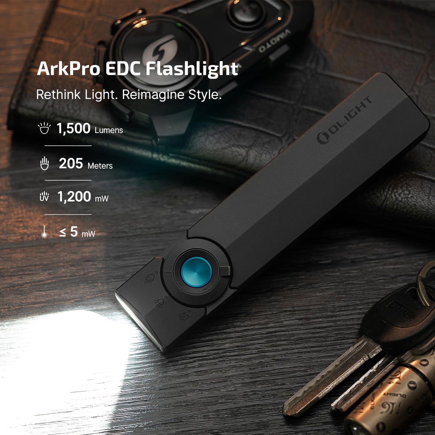 OLIGHT ArkPro EDC Flat Flashlight - 1500 Lumens, Rechargeable