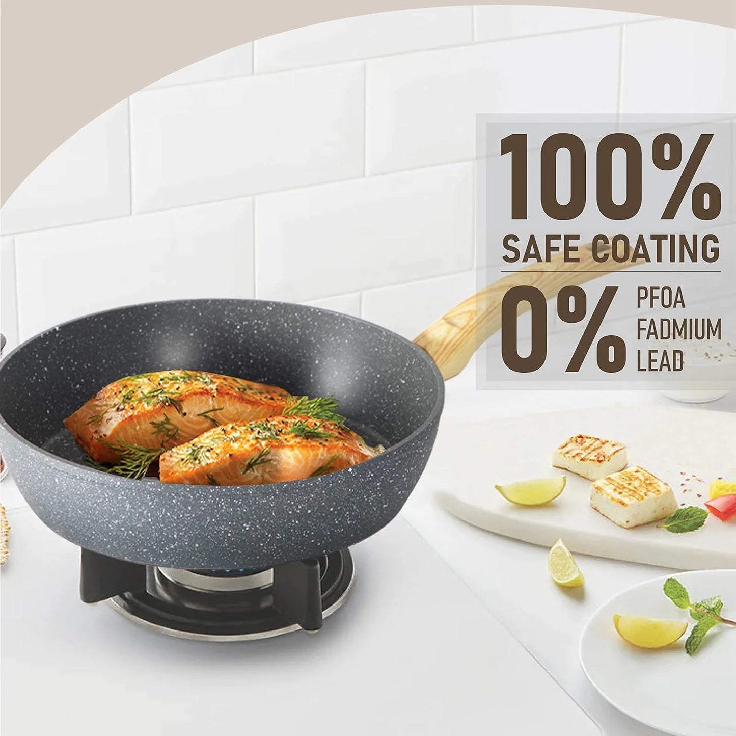 Kitchen Academy Induction Cookware Sets - 12 Piece Green Cooking Pan Set, Granite Nonstick Pots and Pans Set