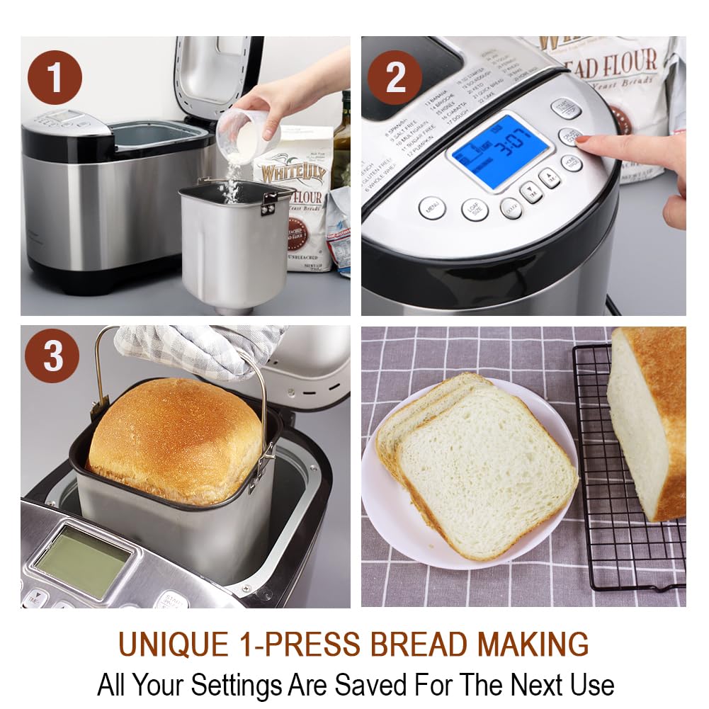 KITCHENARM 29-in-1 Smart Bread Machine with Gluten-Free Setting