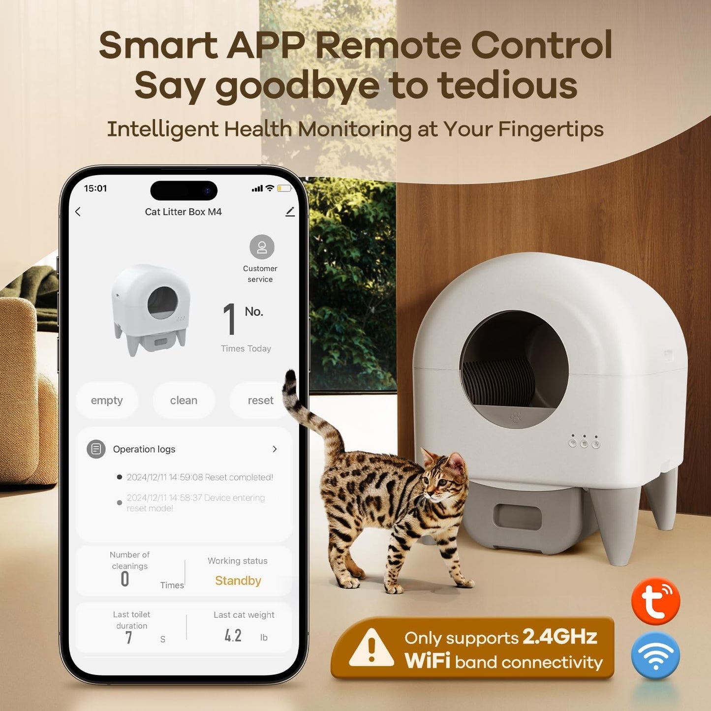 FUMOI Automatic Cat Litter Box with App Control & Capacity