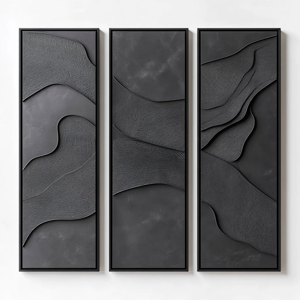 Wall Art - High-Density Brushed Aluminum - Professional Grade Visual Integrity - Minimalist Geometric Abstract - Floating Mount - Charcoal & Silver