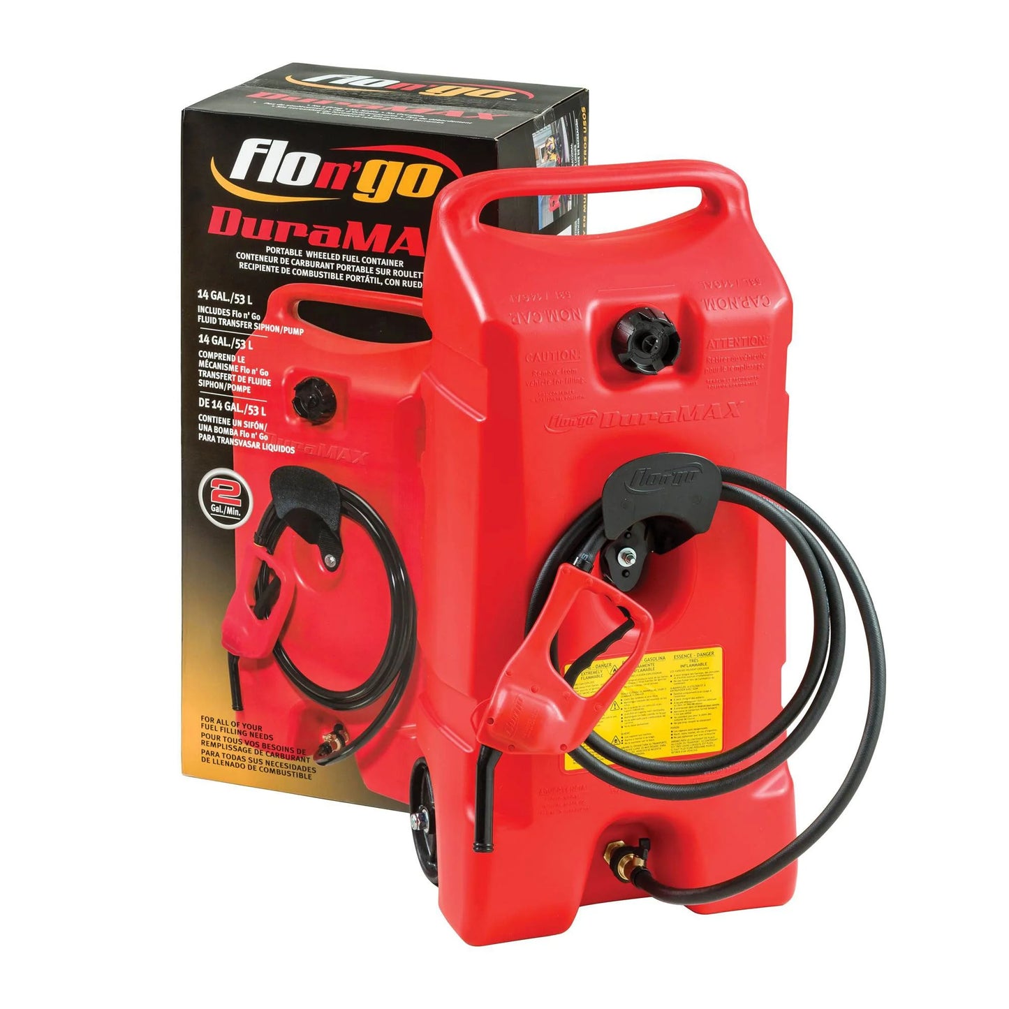 14 Gallon Portable Gas Fuel Tank with Pump, 2 Pack, Red